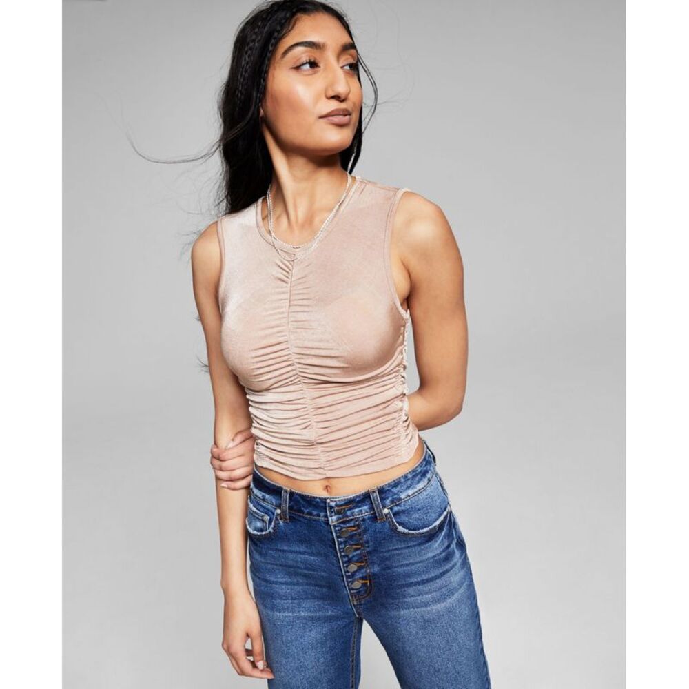 And Now This Now This Womens Ruched Tank Top